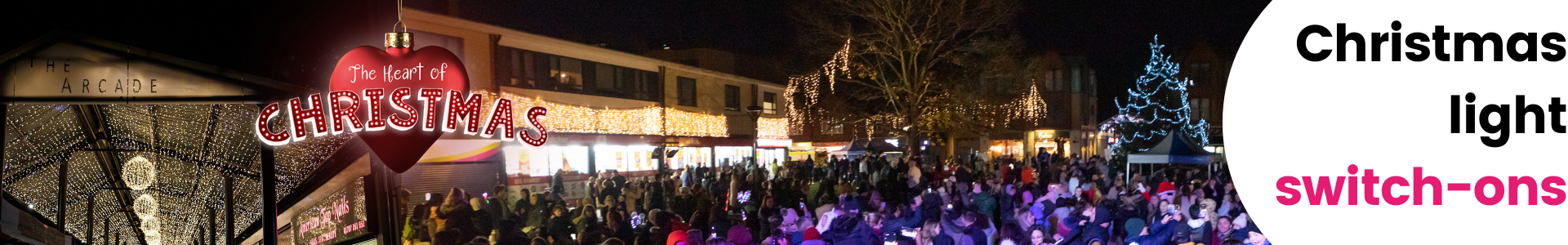 image of christmas lights and a lit up christmas tree in hatfield