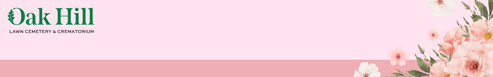 Pink banner with flowers on the right hand side